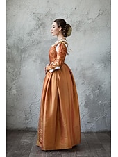 abordables Robe-Médiéval Renaissance Robe Robes de Bal Viking Chevalier Celtique Déguisement Femmes Royal Halloween Carnaval Mascarade Performance LARP Foire de la Renaissance Adulte Robe