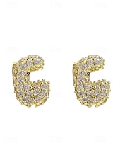 abordables Boucle d&amp;#39;oreille pour femme-Boucles d&#039;oreilles à tige initiales en strass doré - Boucles d&#039;oreilles à lettres scintillantes personnalisées pour femmes, bijoux en cristal étincelants de A à Z, parfaits pour un usage quotidien, un cadeau de remise de diplôme, un cadeau de fête des mèr