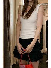 cheap Lace Tops-Women&#039;s Blouse Lace Tops Plain Modern Sleeveless Square Neck Regular Tops Holiday Going out Lace Black White Summer
