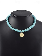 billiga Halsband och hängen-1st Halsband For Dam Sten Blå Gata Dagligen Legering Retro Orm Sol