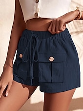 economico Pantaloni in lino e cotone semplici-Per donna Pantaloncini cargo Shorts Moda Atletico Corto Misura del girovita medio Semplice Tasca Elastico in vita Traspirante Confortevole Micro-elastico Sport &amp; Outdoor Abbigliamento quotidiano