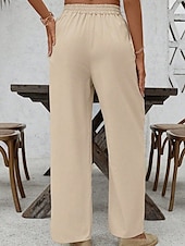 cheap Pants-Women&#039;s Pants Trousers Palazzo Pants Fashion Streetwear Comfort Full Length Mid Waist Plain Elastic Waist Split Comfy Comfortable Street Daily Wear Going out Khaki Summer Spring Regular Fit