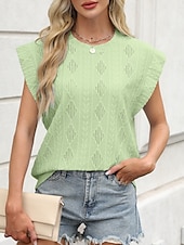abordables T-shirt uni-T-shirt pour femmes unicolore mode élégante moderne manches courtes col rond hauts réguliers quotidiens week-end œillets noir blanc rose vert été printemps