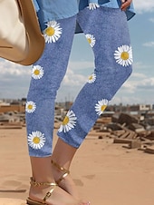 olcso Kék 3D nyomtatás-Womens Leggings Nadrág 3D Nyomtatás Üdülés Vintage Divat Alap Átmeneti Magas Derék Virágos Grafikai Thermális Meleg Légáteresztő Puha Rugalmas Üdülés Hétköznapi Rózsaszín Kék Zöld Nyári Tavasz Slim