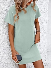 cheap Plain Dress-Women&#039;s Mini Dress T Shirt Dress Tee Dress Solid Color Summer Dress Casual Daily Regular Fit Graphic Short Sleeve Crew Neck Black Pink Blue Green Summer