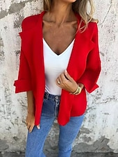 abordables Boutique Graphique Sweatshirts &amp; Hoodies-Femmes Grande taille Hauts d&#039;été Couleur Unie Occasionnel manche longue Col de chemise Hauts Réguliers Sortir Week-end Noir Jaune Vert Véronèse Rouge Bleu Été