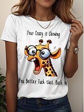 cheap Humor&amp;Quotes tee-Women&#039;s T Shirt Graphic Animal Letter Stylish Classic Casual Short Sleeve Crew Neck Regular Tops Daily Print Black White Pink Blue Purple Summer