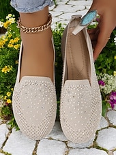 ieftine Pantofi Joși de Damă-pantofi flyknit strălucitori pentru damă, cu strasuri – pantofi eleganti pentru ținute casual și ieșiri de primăvară