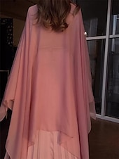 billiga Rosa-A-Linjig Quinceanera Klänningar Elegant Klänning Bröllop Bröllopsgäst Golvlängd Långa Ärmar Hög Nacke Chiffong med Fållning