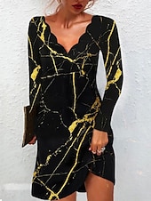 cheap Floral Dress-Women&#039;s Mini Dress A Line Dress Summer Dress Casual Daily Regular Fit Graphic Long Sleeve V Neck White Yellow Purple Gold Summer
