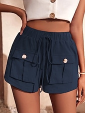 economico Pantaloni in lino e cotone semplici-Per donna Pantaloncini cargo Shorts Moda Atletico Corto Misura del girovita medio Semplice Tasca Elastico in vita Traspirante Confortevole Micro-elastico Sport &amp; Outdoor Abbigliamento quotidiano