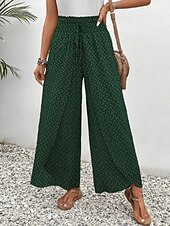 economico gamba larga e vita alta-Pantaloni Baggy in cotone e lino da donna Chinos a gamba larga Vacanza Moda Streetwear Lunghezza intera Vita alta Geometrico Tasca Elastico Comodi Morbidi Confortevoli Micro-elastico Esterno Vacanza