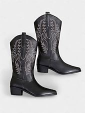 levne Cowboy &amp; Western Boots-Dámské hnědé kovbojské boty v bohémském westernovém stylu – klasické prošívání s blokovým podpatkem pro hudební festivaly, běžné nošení a outdoorové nošení