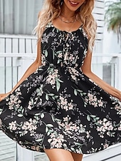ieftine Rochii florale-Pentru femei Rochie Mini Rochie A line Rochie halter Casual În aer liber Ieșire Plajă Fit regulat Floral Fără manșon Gâtul halter Negru Roz Îmbujorat Bleumarin Portocaliu Vară