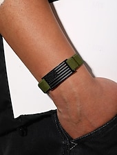 preiswerte Herrenschmuck-Verstellbares Herrenarmband mit amerikanischer Flagge – elastisches Nylonband mit Edelstahlplatte, Armband im patriotischen Stil für den Unabhängigkeitstag, Veteranen und die alltägliche Freizeitkleidung