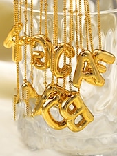 abordables Collier pour femme-Collier pendentif lettre bulle plaqué or – bijou personnalisé avec initiales de 26 lettres de l&#039;alphabet pour femmes et filles – style minimaliste tendance pour anniversaire, remise de diplôme ou usage quotidien