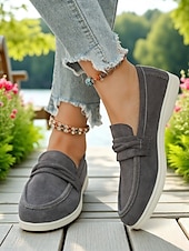 abordables Chaussures sans lacet et mocassins femme-Mocassins en simili-daim pour femme – style classique et polyvalent pour les promenades au bord du lac, les journées décontractées au bureau et les sorties du week-end