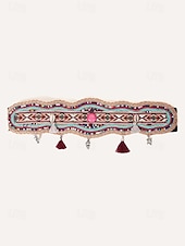 preiswerte Damengürtel-Damengürtel im Bohemian-Stil, handgefertigt, mit Perlen besetzt, elastisches Band mit Quasten und Anhängern – farbenfrohes Stickdesign für Damen, perfekt für Strandbekleidung, Festivals und Sommeranlässe