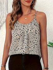 abordables T-shirt floral-Femmes Débardeur Léopard Mode Moderne Sans manches Col ras du cou Hauts Réguliers Quotidien Sortir Tenue de plage Imprimé Gris Été