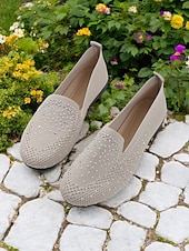 ieftine Pantofi Joși de Damă-pantofi flyknit strălucitori pentru damă, cu strasuri – pantofi eleganti pentru ținute casual și ieșiri de primăvară