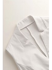 billige Enkel tank topp-Dame linskjorte Bluse Bomull lin vest عادي Fritid Ermeløs V-hals Vanlige topper Daglig Ut på byen Knapper Svart Hvit Champagne Sommer