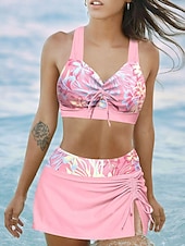 cheap Bikini Sets-Women&#039;s Swimwear 2 Piece Swimsuit Backless Tropical Beach Wear Leopard Flower V Wire Sleeveless Bathing Suits