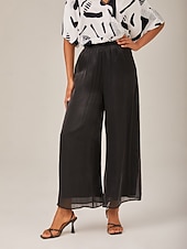 economico Pantaloni-Per donna Femminile Culotte Gamba Larga Lunghezza intera Elegante Casual Formale Matrimonio Abbigliamento da sera Nero Estate XS S M