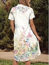 ieftine rochie florală-Pentru femei Rochii Midi Rochie A line Vacanță Casual Zilnic Dată Fit regulat Ombre Floral Grafic Manșon scurt Guler Cămașă Galben Vară Primăvară