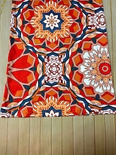 baratos perna larga e cintura alta-Mulheres Perna larga Calça larga Calças Férias Boho Comprimento total Cintura Alta Flor Cintura elástica Respirável Confortável Micro-Elástica Rua Roupa Diária Para Noite Laranja Verão Normal