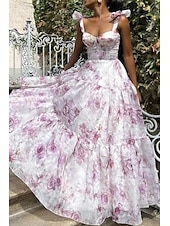 cheap Casual Floral Dresses-Women&#039;s Long Dress Maxi Dress Party Dress Cocktail Dress Fashion Party Special Occasion Regular Fit Flower Sleeveless Spaghetti Strap Blue Light Purple Summer