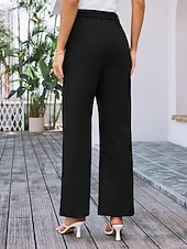 billiga breda ben och hög midja-Dam Brett skaft Byxor Streetwear Kontor Lång Hög midja Slät Ficka Högt snitt Mateial som andas Mjuk Microelastisk Semester Gata Dagliga kläder Svart Vit Gul Rosa Sommar Normal