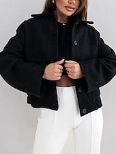 billige Kåper og trenchcoats-Dame Frakk Blazer Hold Varm Bekvem Knapper Elegant Mote Utendørs عادي Ut på byen Fritid / hverdag Helg Enkeltkneppet Normal Knaphul Normal Langermet Yttertøy Svart Aprikos kaffe Vår Høst