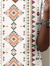 economico T-shirt Boho-Per donna Maglietta Top estivi Grafico Geometrico Classico Casual Manica Corta Scollo a V Top corti Quotidiano Weekend Stampato Arcobaleno Estate Primavera Autunno