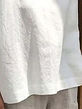 abordables Chemises-Blouse Femme Coton Lin Couleur Unie Basique Décontractée Manches 3/4 Col Haut Hauts Réguliers Quotidien Patchwork Découpe Bleue Été