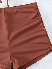 voordelige Bikinisets-Dames Zwemkleding Bikini 2 stuks Zwempak Blote rug Strand Kleding Zomer Effen Kleur Halternek Mouwloos Badpakken