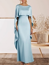 abordables Robes de Soirée-Sirène / Trompette Robe de Soirée Élégant Robe Formel Soirée Longueur au sol Sans manches Col ras du cou Crêpe Extensible avec Volants 2025