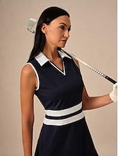 billiga Golfklänningar-Dam golfklänning Sjöblå Svart Marinblå Ärmlös Klänningar Golfkläder för damer Kläder Outfits Bär kläder