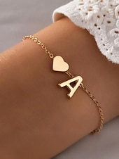 billige Halskjede for kvinner-26 initialer personlig gullhjertebokstavkjede og armbåndsett - utsøkte bokstavsmykker for kvinner og jenter, romantisk gave til eksamen, bursdag eller valentinsdag