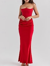 halpa Tanssiaismekot-Trumpetti / merenneito Quinceanera mekot Tyylikäs Mekko Häät Häävieras Kokopitkä Hihaton Olkaimeton Spandex Selästä avoin kanssa Rypytetty 2025