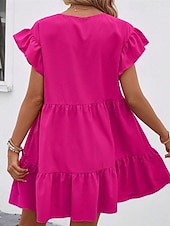 preiswerte Einfaches Kleid-Damen Minikleid Freizeitkleid Sommerkleid Elegant Mode Outdoor Ferien Date Normale Passform Einfach Kurzarm Rundhalsausschnitt Schwarz Blau Rosenrot Sommer Frühling