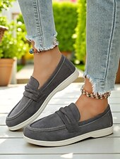 abordables Chaussures sans lacet et mocassins femme-Mocassins en simili-daim pour femme – style classique et polyvalent pour les promenades au bord du lac, les journées décontractées au bureau et les sorties du week-end