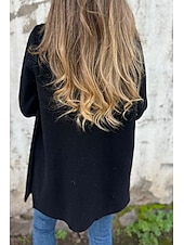 billige Blazere og dresser-Dame Bluse عادي Fritid Langermet Skjortekrage Vanlige topper Daglig Ut på byen Knapper Lomme Svart Kakifarget Aprikos Sommer