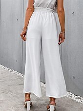 economico Pantaloni in lino e cotone semplici-Pantaloni ampi in cotone e lino da donna A tinta unita Chinos Pantaloni baggy Leggings Basic Casual Lunghezza intera Vita alta Semplice Pockets Fascia elastica Comfort All&#039;aperto Micro-elastico