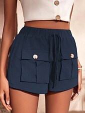 economico Pantaloni in lino e cotone semplici-Per donna Pantaloncini cargo Shorts Moda Atletico Corto Misura del girovita medio Semplice Tasca Elastico in vita Traspirante Confortevole Micro-elastico Sport &amp; Outdoor Abbigliamento quotidiano