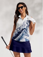 billiga Kvinnors golfkläder-Dam Vandringspolotröja Blå Ärmlös Överdelar Golfkläder för damer Kläder Outfits Bär kläder