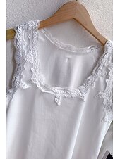 preiswerte Spitzenoberteile-Damen Bluse Spitzentops Einfach Basic Modern Ärmellos Quadrathals Normale Oberteile Täglich Ferien Ausgehen Spitze Schwarz Weiß Sommer