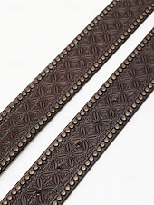 cheap Men&#039;s Belts-Men&#039;s Western Style Leather Belt with Eagle Buckle – Vintage Embossed Design with Rivets, Ideal for Casual and Country Wear