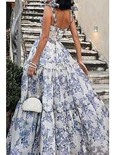 cheap Casual Floral Dresses-Women&#039;s Long Dress Maxi Dress Party Dress Cocktail Dress Fashion Party Special Occasion Regular Fit Flower Sleeveless Spaghetti Strap Blue Light Purple Summer