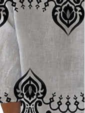 abordables T-shirt Boho-Femmes Chemise Hauts d&#039;été Graphique Géométrique Classique Occasionnel Manche 3/4 Col en V Hauts Réguliers Quotidien Week-end Imprimé Blanc / Noir Été Printemps Automne