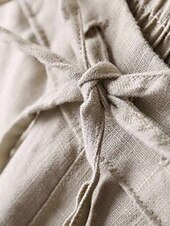 baratos Calça de linho de algodão simples-Mulheres Calças de linho de algodão Calças Calças Harem Casual Comprimento total Natural Tecido Bolsos Design de cordão elástico Exterior Confortável Rua Roupa Diária Adamascado Preto Branco Rosa